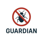 Guardian Pest Control logo with insect inside red prohibition symbol
