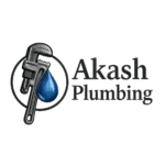 Logo of Ashesh Plumbing with a wrench and blue water drop icon